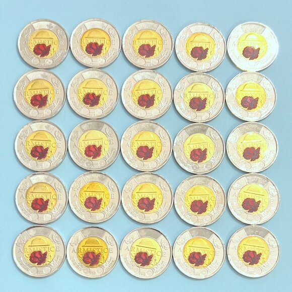 Canada 2018 Coloured 100th Anniversary Armistice 1918-2018 Roll of 25 x $2 Coins - Picture 2 of 16